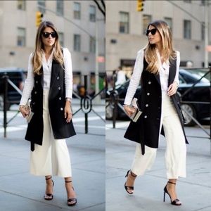 WHBM black long sleeveless trench style dress